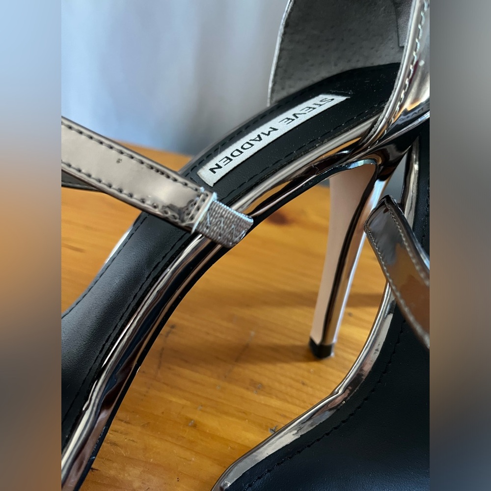 Steve Madden Metallic Double Strap Heels - Picture 6 of 8